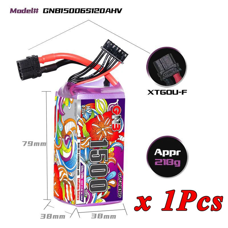 1/2 ensemble GNB 4S 6S 1100/1300/1500/1850mAh 15.2V 22.8V 120C avec XT60 pour Drone FPV hélicoptère avion batterie Lipo Rechargeable