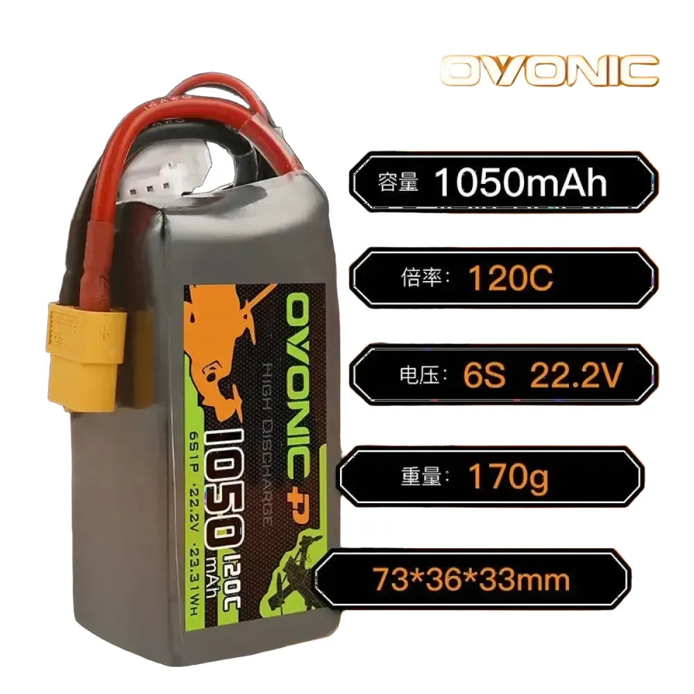 2 batteries Lipo OVONIC 4S 6S 850mAh 1050mAh 1300mAh 1550mAh pour avion RC FPV quadricoptère hélicoptère pièces de drone