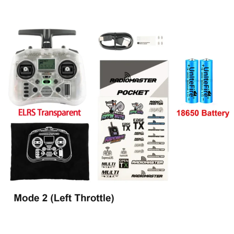 Radiomaster Pocket 2.4G Hall Gimbal ELRS/CC2500 openTX Transmitter Télécommande Portable Compacte avec Joystick Détachable M2 pour Drone FPV