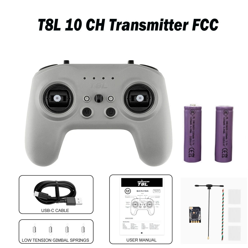 Radiocommande RadioMaster T8L ExpressLRS 2.4GHz 10CH avec transmetteur X5 Hall Gimbal, radiocommande compacte pour drone FPV