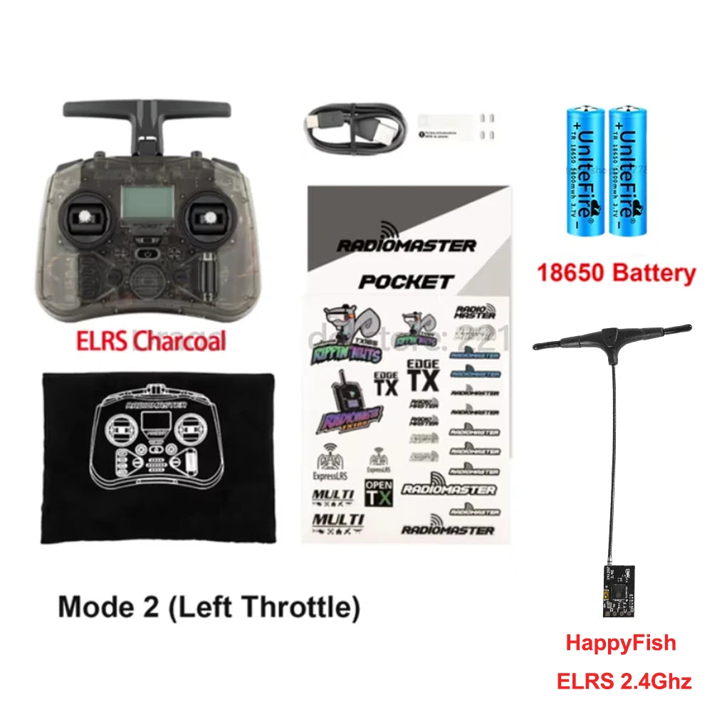 Radiomaster Pocket 2.4G Hall Gimbal ELRS/CC2500 openTX Transmitter Télécommande Portable Compacte avec Joystick Détachable M2 pour Drone FPV