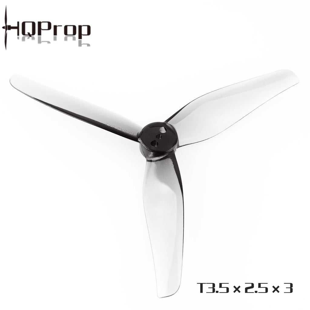 Hélice HQProp T3.5X2.5X3 transparente à 3 pales pour drone FPV.