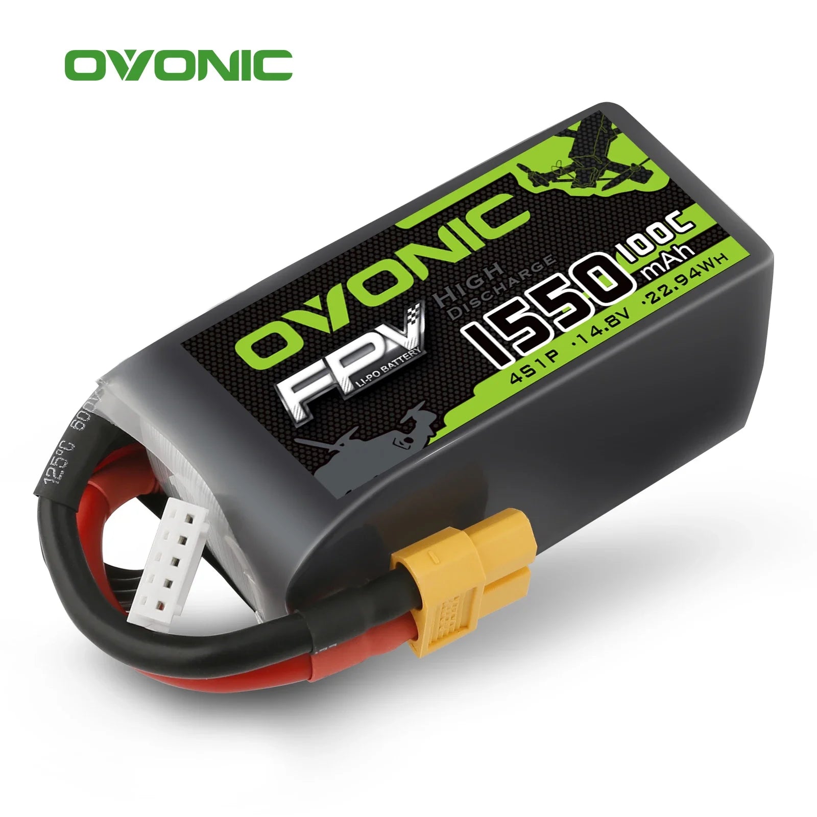 Batterie Lipo OVONIC 6S 4S 1300mAh 100C 22.2V avec connecteur XT60 pour drone de course, quadricoptère RC, hélicoptère, UAV et autres batteries d'avions