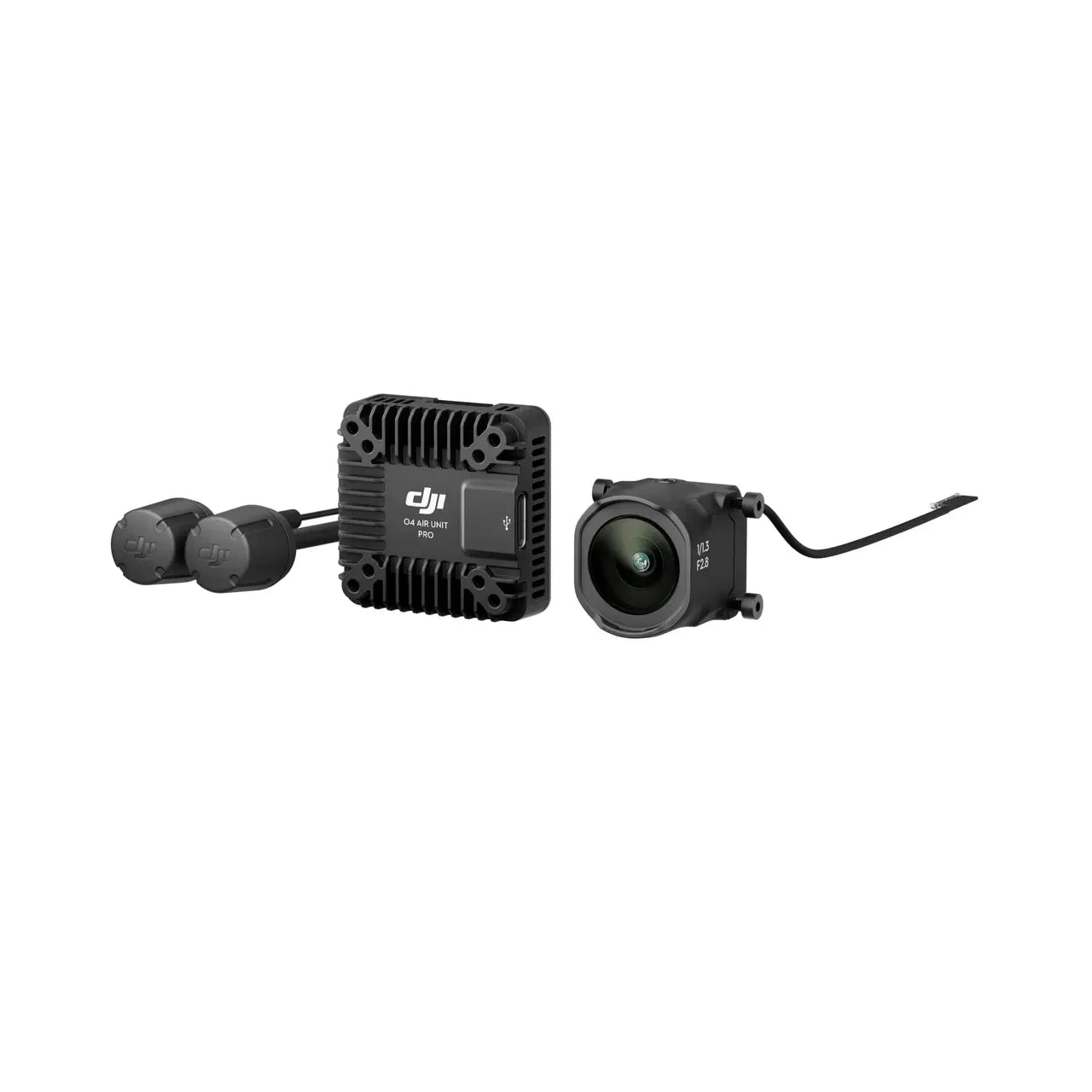 Unité aérienne DJI O4 Pro FPV VTX noire avec caméra HD 4K/120fps et deux antennes.