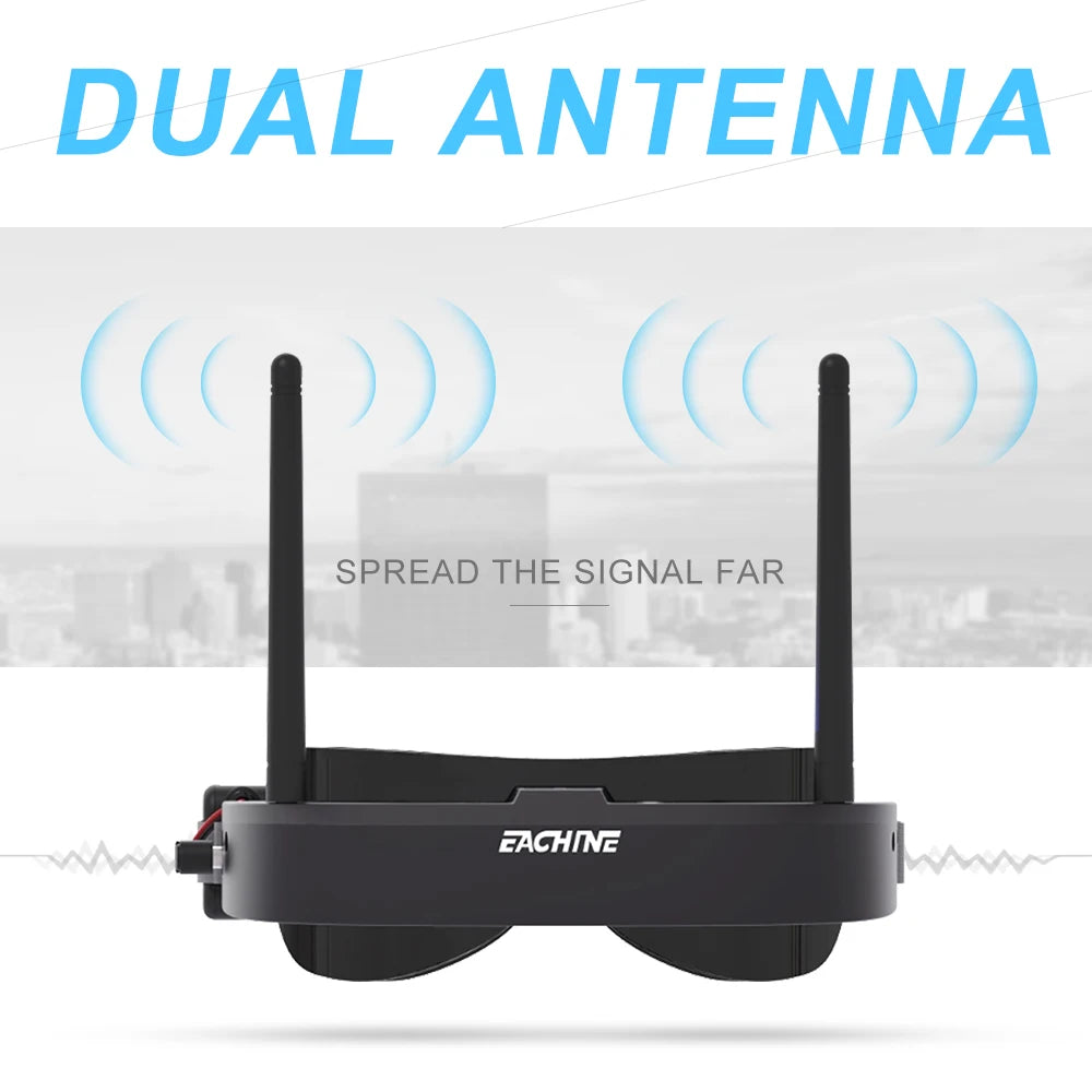 Eachine EV100 720*540 5.8G 72CH FPV lunettes avec double antenne ventilateur 18650 boîtier de batterie pour Drone RC