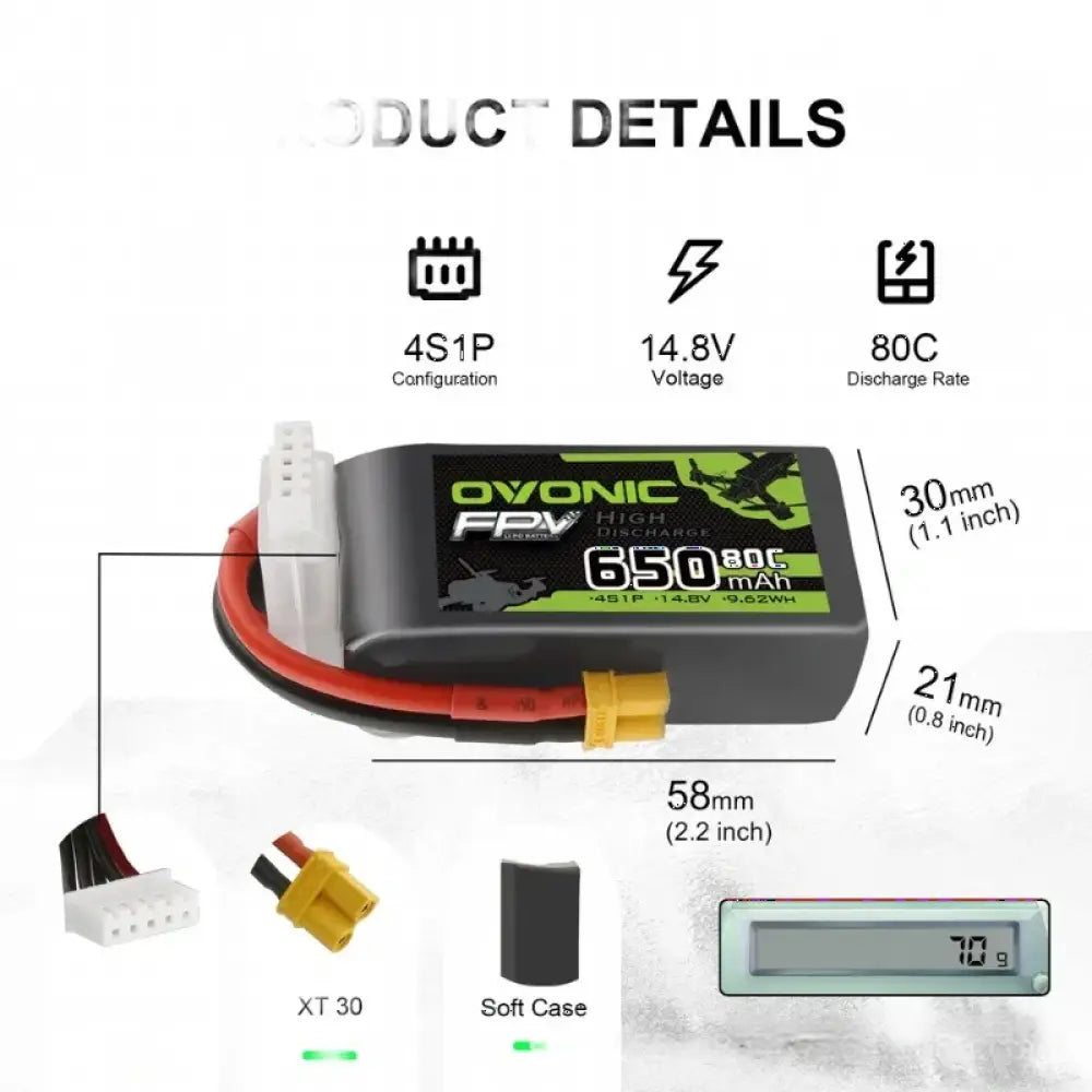 Batterie Lipo HOT OVONIC 650/850/1000/1300/1550/2200mAh 100/80/35C 3S/4S/6S pour hélicoptère RC quadricoptère drone de