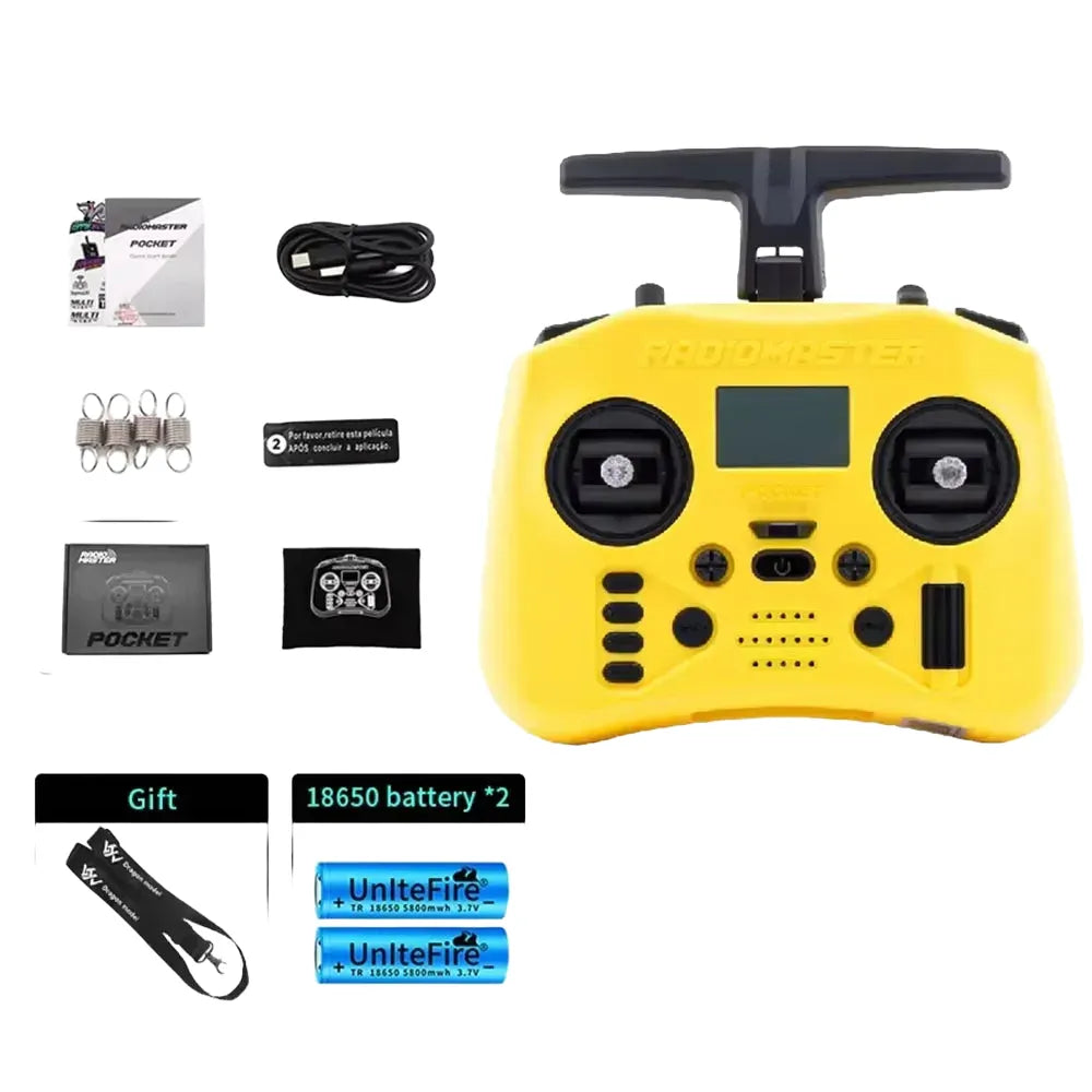Radiomaster Pocket 2.4G Hall Gimbal ELRS/CC2500 openTX Transmitter Télécommande Portable Compacte avec Joystick Détachable M2 pour Drone FPV