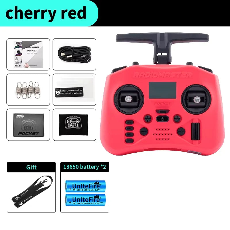 Radiomaster Pocket 2.4G Hall Gimbal ELRS/CC2500 openTX Transmitter Télécommande Portable Compacte avec Joystick Détachable M2 pour Drone FPV