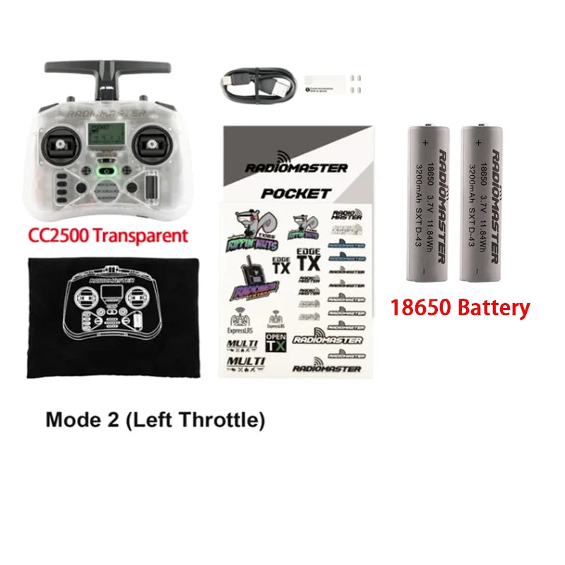 Radiomaster Pocket 2.4G Hall Gimbal ELRS/CC2500 openTX Transmitter Télécommande Portable Compacte avec Joystick Détachable M2 pour Drone FPV