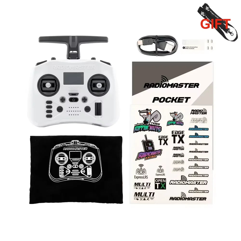 Radiomaster Pocket 2.4G Hall Gimbal ELRS/CC2500 openTX Transmitter Télécommande Portable Compacte avec Joystick Détachable M2 pour Drone FPV