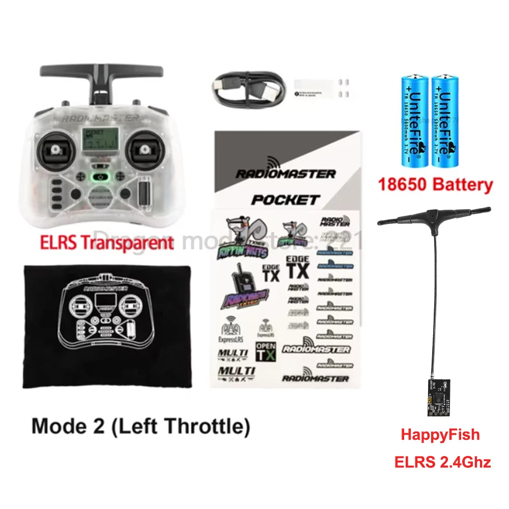 Radiomaster Pocket 2.4G Hall Gimbal ELRS/CC2500 openTX Transmitter Télécommande Portable Compacte avec Joystick Détachable M2 pour Drone FPV