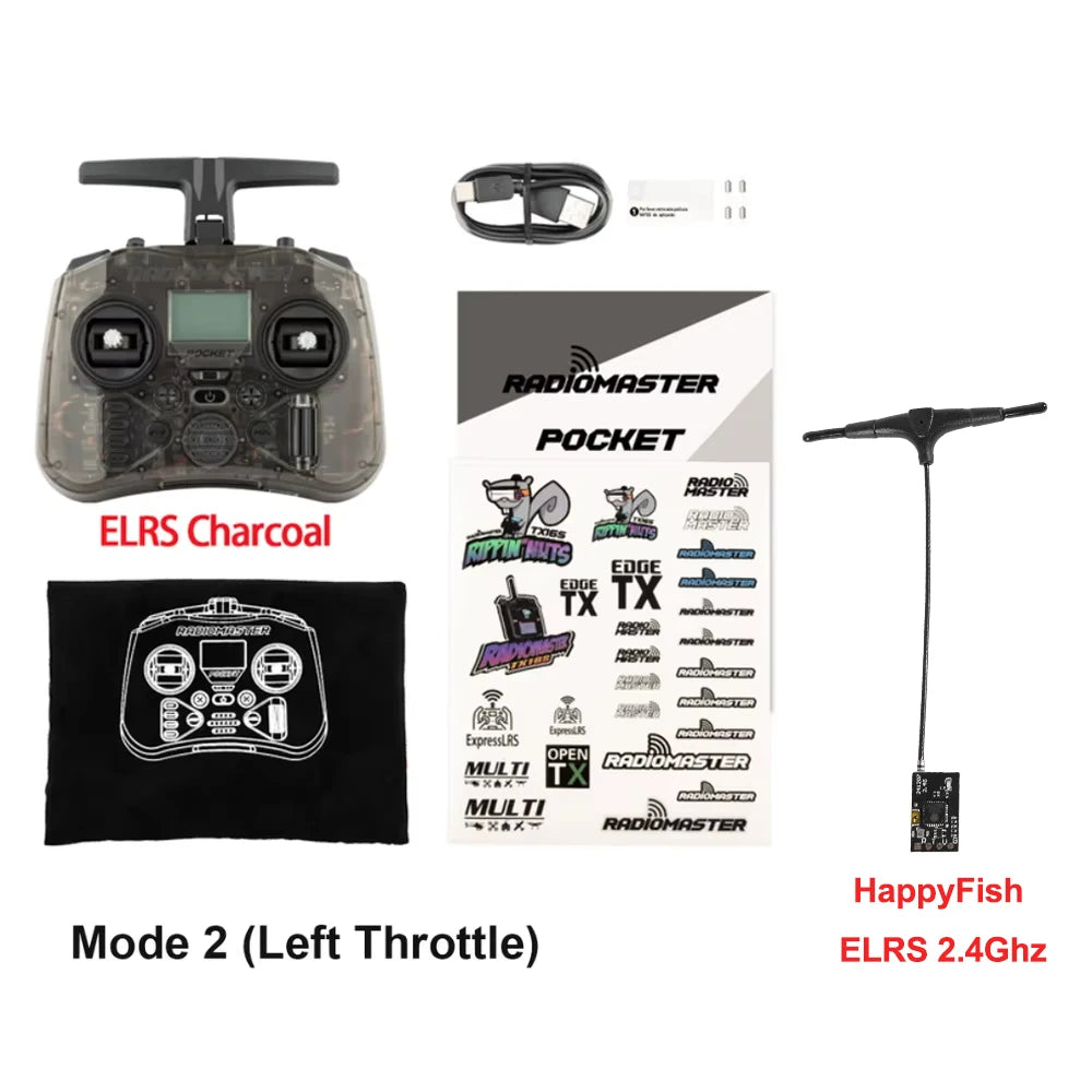 Radiomaster Pocket 2.4G Hall Gimbal ELRS/CC2500 openTX Transmitter Télécommande Portable Compacte avec Joystick Détachable M2 pour Drone FPV