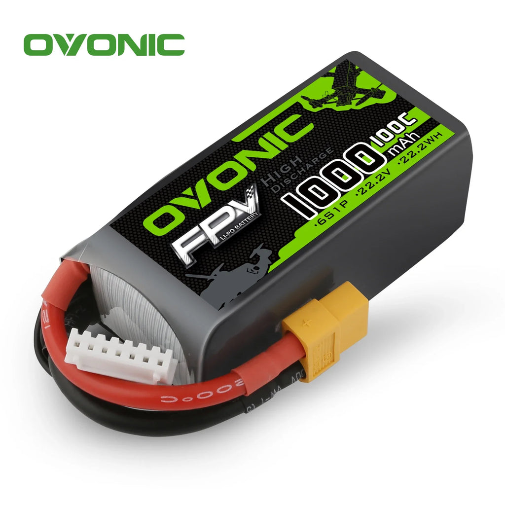Batterie Lipo OVONIC 6S 4S 1300mAh 100C 22.2V avec connecteur XT60 pour drone de course, quadricoptère RC, hélicoptère, UAV et autres batteries d'avions