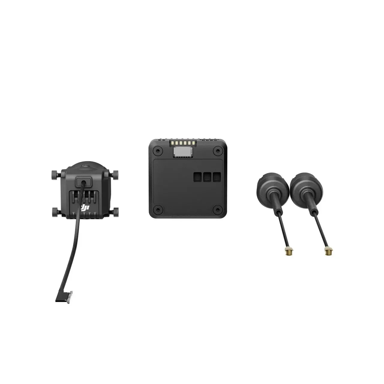 Unité aérienne DJI O4 Pro FPV VTX noire avec caméra 4K et deux antennes.