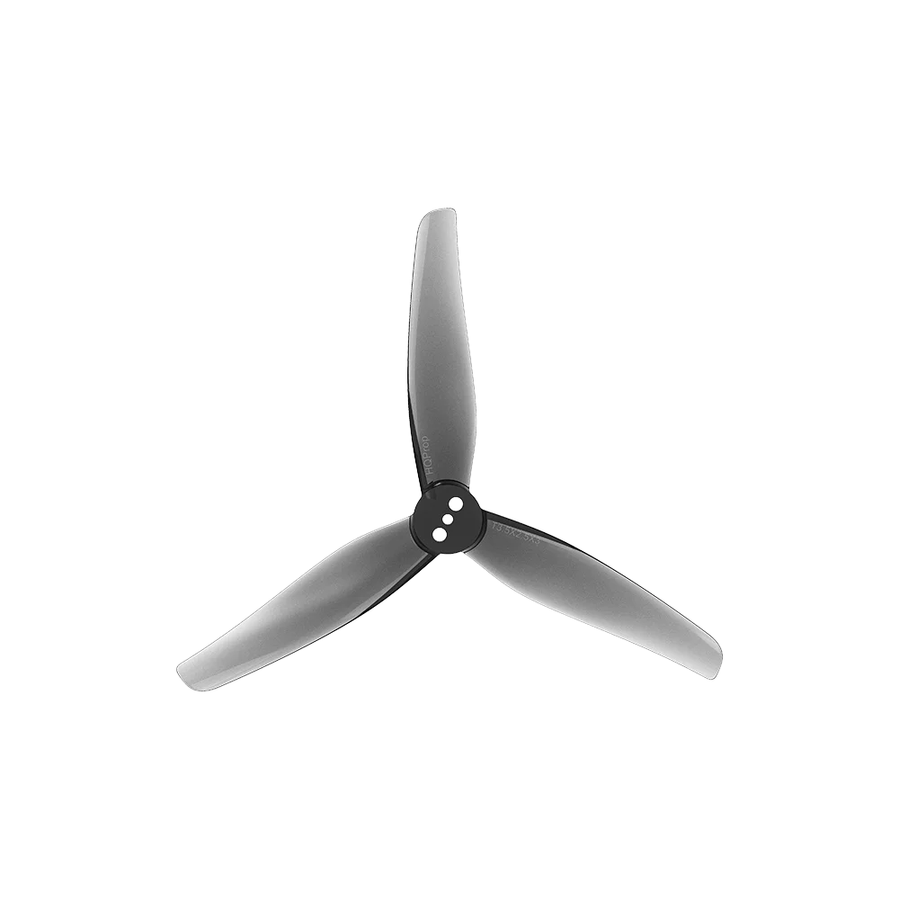 Hélice HQProp T3.5X2.5X3 grise translucide à 3 pales pour drone FPV.