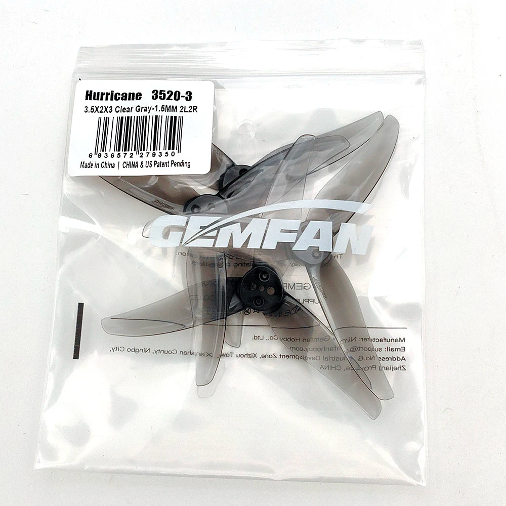 4 paires Gemfan Hurricane 3520 3.5X2X3 3.5 pouces 3 pales CW CCW PC hélice pour RC FPV télécommande course Drones pièces bricolage