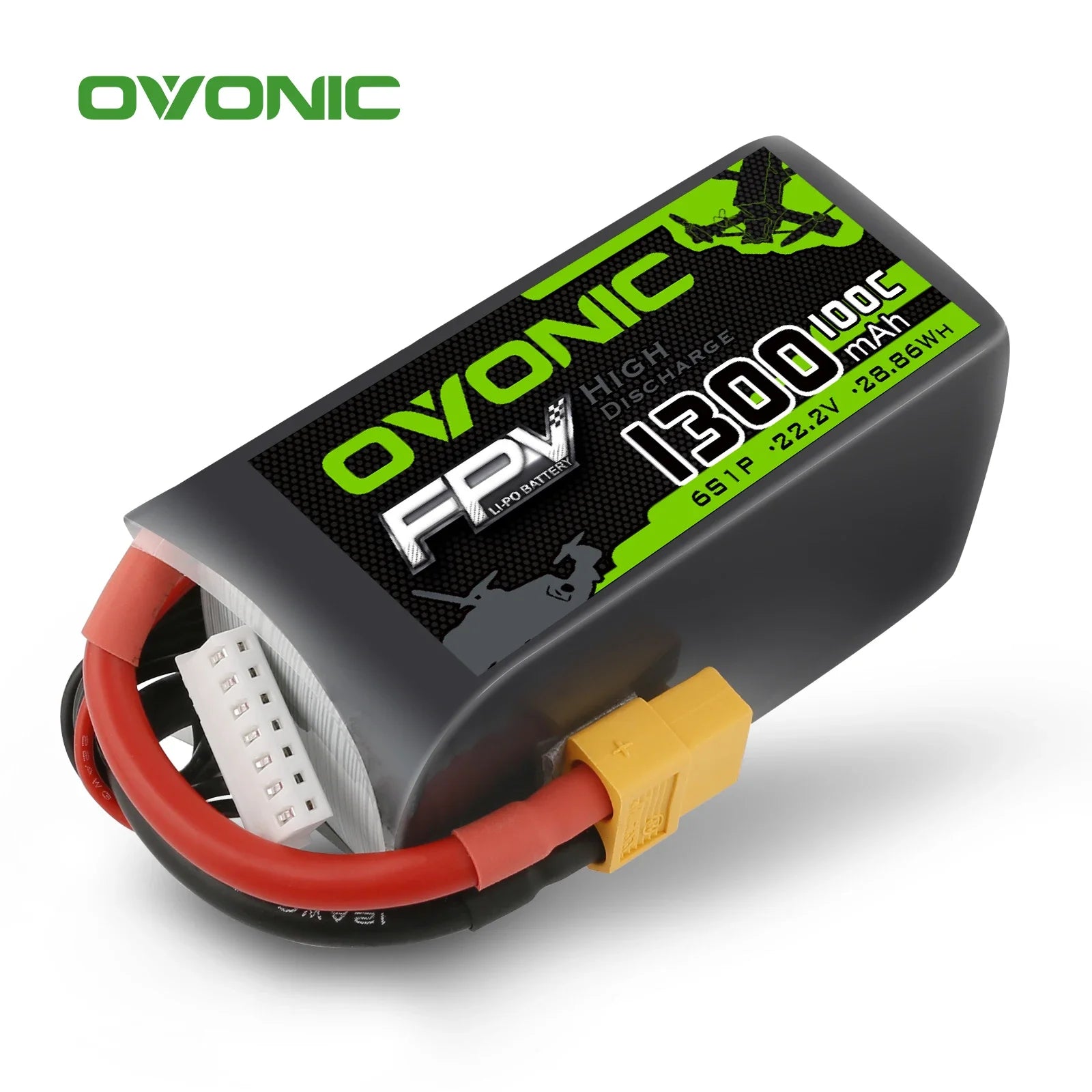 Batterie Lipo OVONIC 6S 4S 1300mAh 100C 22.2V avec connecteur XT60 pour drone de course, quadricoptère RC, hélicoptère, UAV et autres batteries d'avions