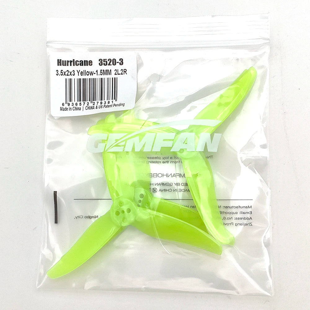 4 paires Gemfan Hurricane 3520 3.5X2X3 3.5 pouces 3 pales CW CCW PC hélice pour RC FPV télécommande course Drones pièces bricolage