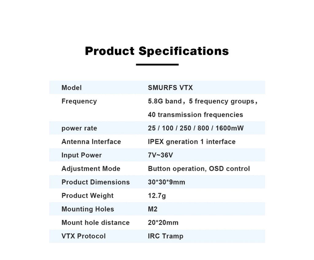Axisflying VTX 5.8G 1.6W Transmission d'image analogique, VTX longue portée pour drone FPV Freestyle RC longue portée 5/7/10 pouces