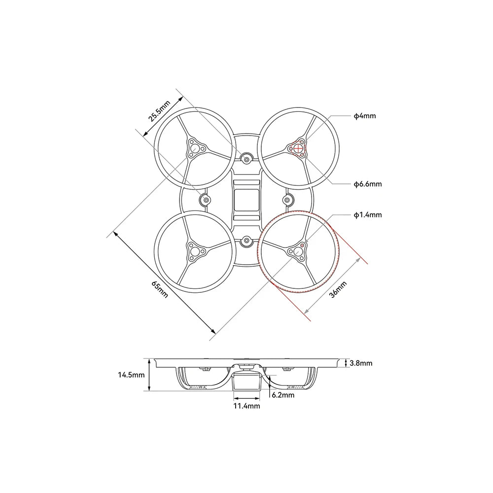 BETAFPV Air65 Champion Brushless Bwhoop Frame 2.2g Ultralight 65mm avec Canopy AirII pour Drone FPV Betafpv Air 65 Champion