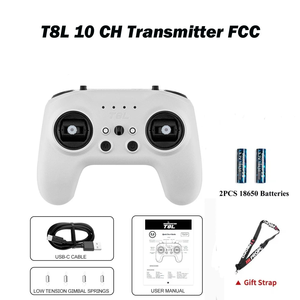 Radiocommande RadioMaster T8L ExpressLRS 2.4GHz 10CH avec transmetteur X5 Hall Gimbal, radiocommande compacte pour drone FPV