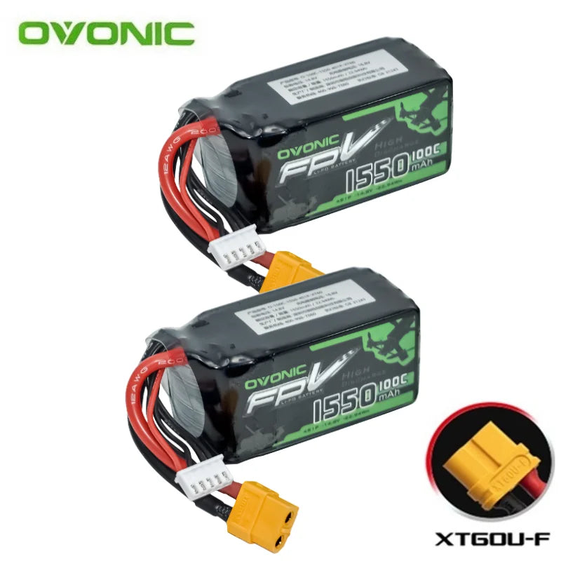 Batterie Lipo HOT OVONIC 650/850/1000/1300/1550/2200mAh 100/80/35C 3S/4S/6S pour hélicoptère RC, quadricoptère, drone de course FPV