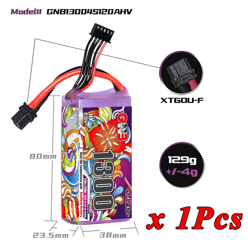 1/2 ensemble GNB 4S 6S 1100/1300/1500/1850mAh 15.2V 22.8V 120C avec XT60 pour Drone FPV hélicoptère avion batterie Lipo Rechargeable