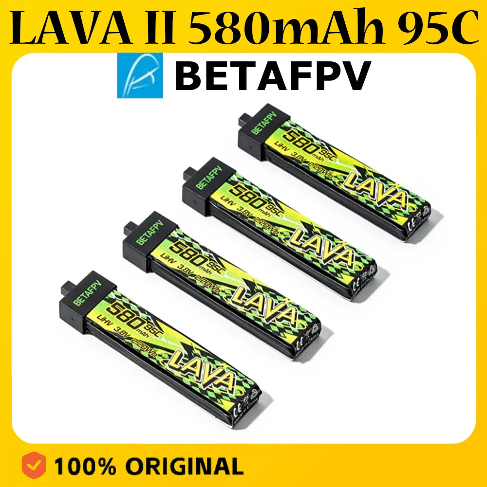 Batterie BETAFPV LAVA II 580mAh 1S 95C 3.8V BT2.0 pour Air75, Meteor75 Pro