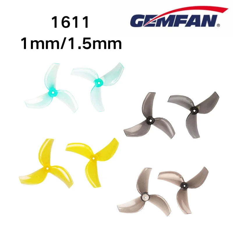 1611 Prop Gemfan hélice à 3 pales pour Tiny Whoop Mobula6 1.5mm 1mm moyeu de montage Pavo Femto 2 pouces pièces de Drones haute vitesse 8 paires