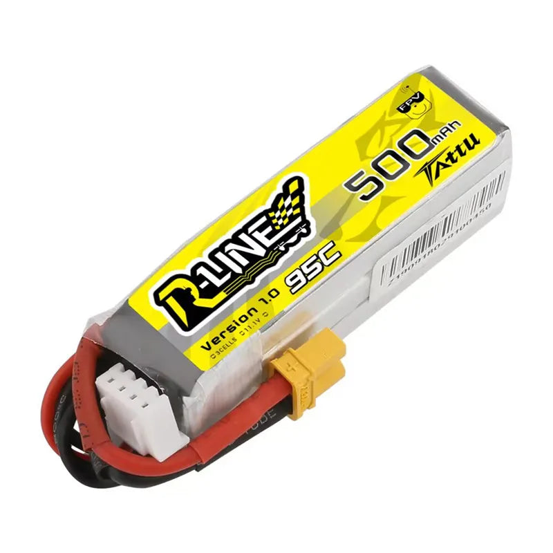 Salle de bain T TATTU R-LINE 1.0 95C 500mAh 11.1V Lipo Batterie Pour RC Hélicoptère Quadcopter FPV Racing Drone Pièces 3S Batterie Rechargeable