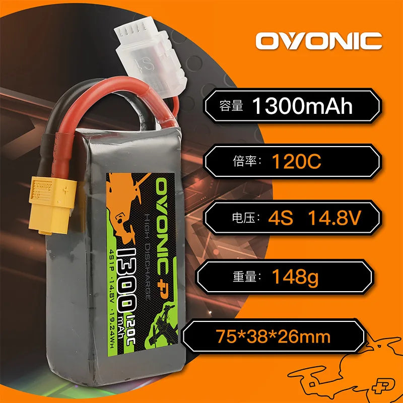 2 batteries Lipo OVONIC 4S 6S 850mAh 1050mAh 1300mAh 1550mAh pour avion RC FPV, quadricoptère, hélicoptère, pièces de drone