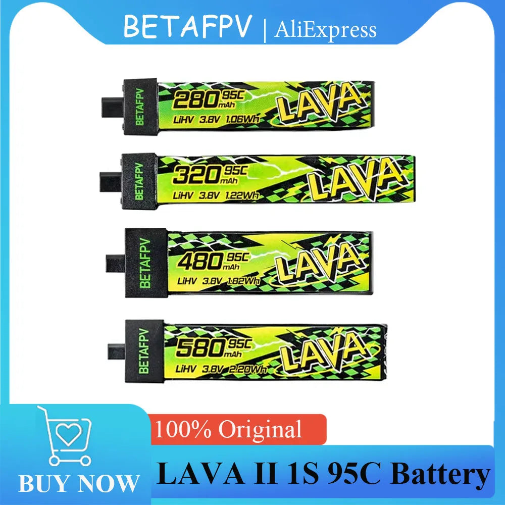 Batterie BETAFPV LAVA II 1S 95C 280mAh/320mA pour Air65 Meteor65 Pro 480mAh/580mAh/680mAh pour Meteor75 Pro P1/Air75 Meteor75 Pro