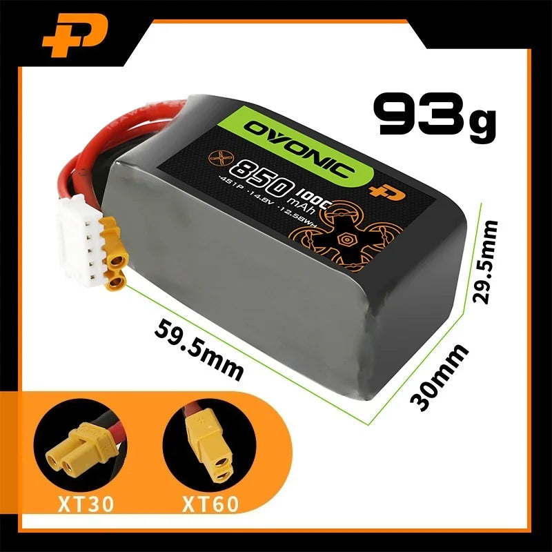 2 batteries Lipo OVONIC 4S 6S 850mAh 1050mAh 1300mAh 1550mAh pour avion RC FPV, quadricoptère, hélicoptère, pièces de drone