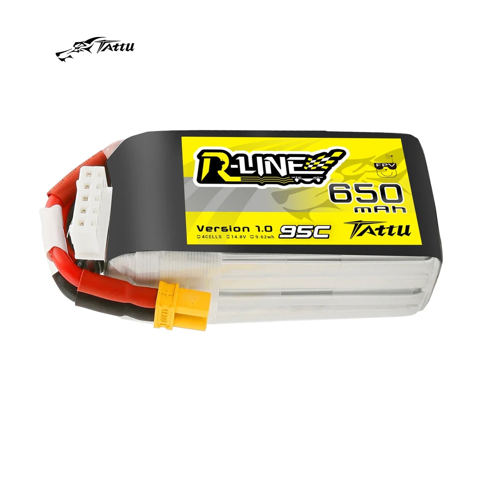 TATTU 95C 14.8V 650mAh Lipo 4s batterie avec prise XT30 alimentation RC pour 100 à 150 taille FPV petit cadre de Drone
