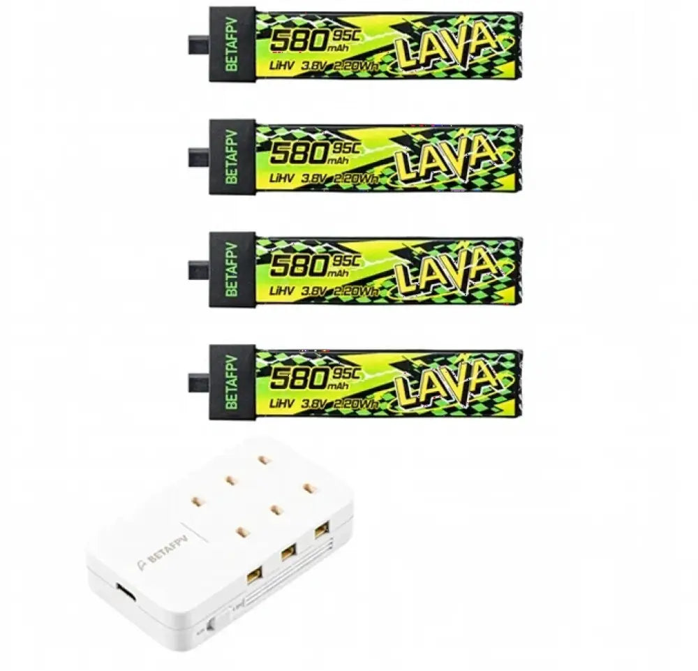 Batterie BETAFPV LAVA II 580mAh 1S 95C 3.8V BT2.0 pour Air75 Meteor75 Pro - 4PCS Charger / China Mainland