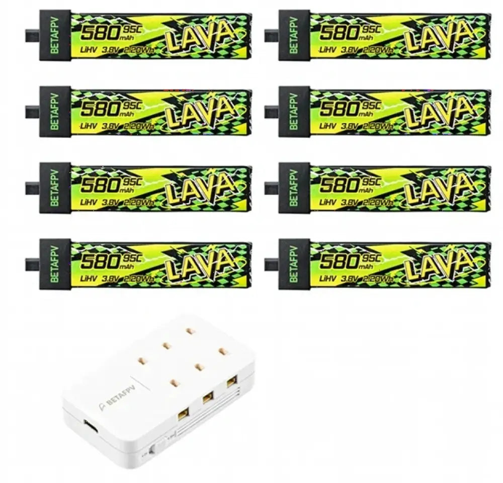 Batterie BETAFPV LAVA II 580mAh 1S 95C 3.8V BT2.0 pour Air75 Meteor75 Pro - 8PCS Charger / China Mainland