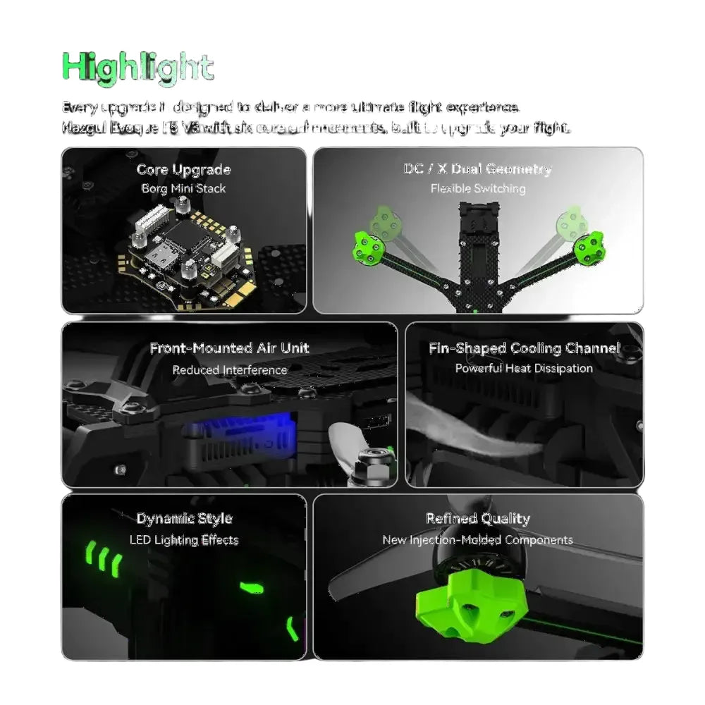IFlight Nazgul Evoque F5D V3 6S HD FPV Drone BNF O4 unité aérienne Pro DC/X double géométrie commutation Flexible 5
