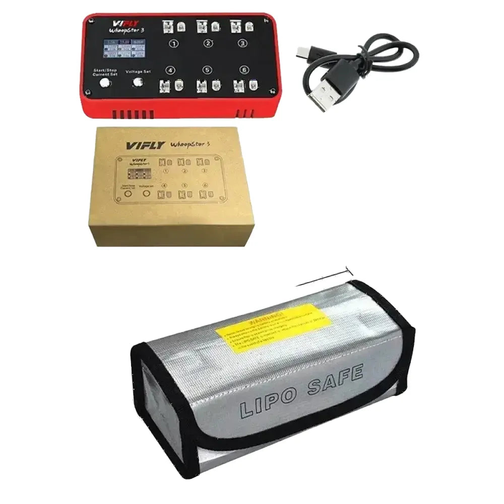 NOUVEAU VIFLY WhoopStor 3 V3 6 Ports 1S LIPO veHV Chargeur de Batterie Déchargeur Stockage LCD TYPE-C DC cruc60 Pour RC
