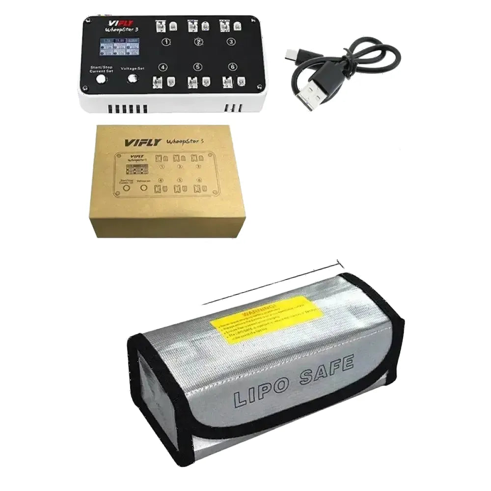 NOUVEAU VIFLY WhoopStor 3 V3 6 Ports 1S LIPO veHV Chargeur de Batterie Déchargeur Stockage LCD TYPE-C DC cruc60 Pour RC