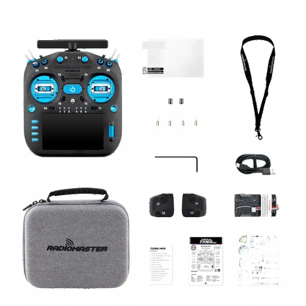Radio contrôleur RadioMaster TX16S MK3 MAX 2.4G/900M 16CH ELRS en stock pour drone FPV quadricoptère - Blue ELRS M2