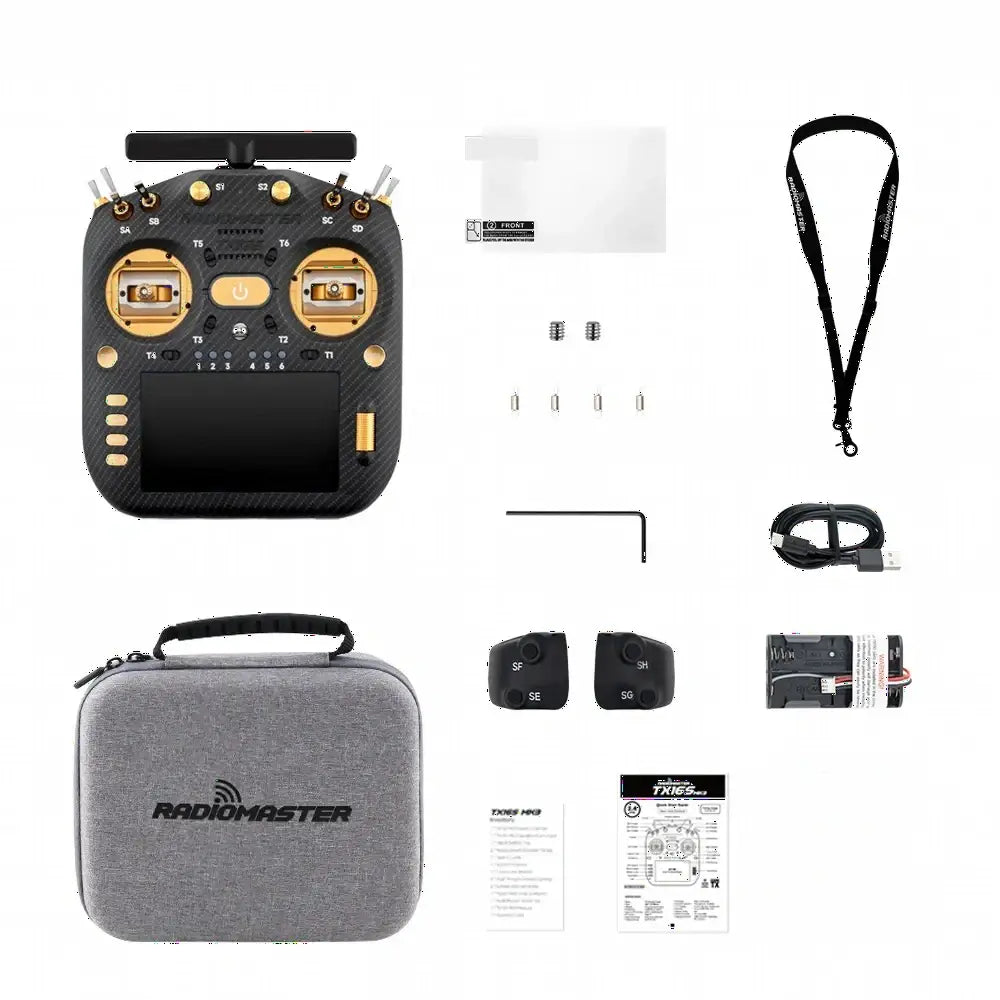Radio contrôleur RadioMaster TX16S MK3 MAX 2.4G/900M 16CH ELRS en stock pour drone FPV quadricoptère - Gold ELRS M2