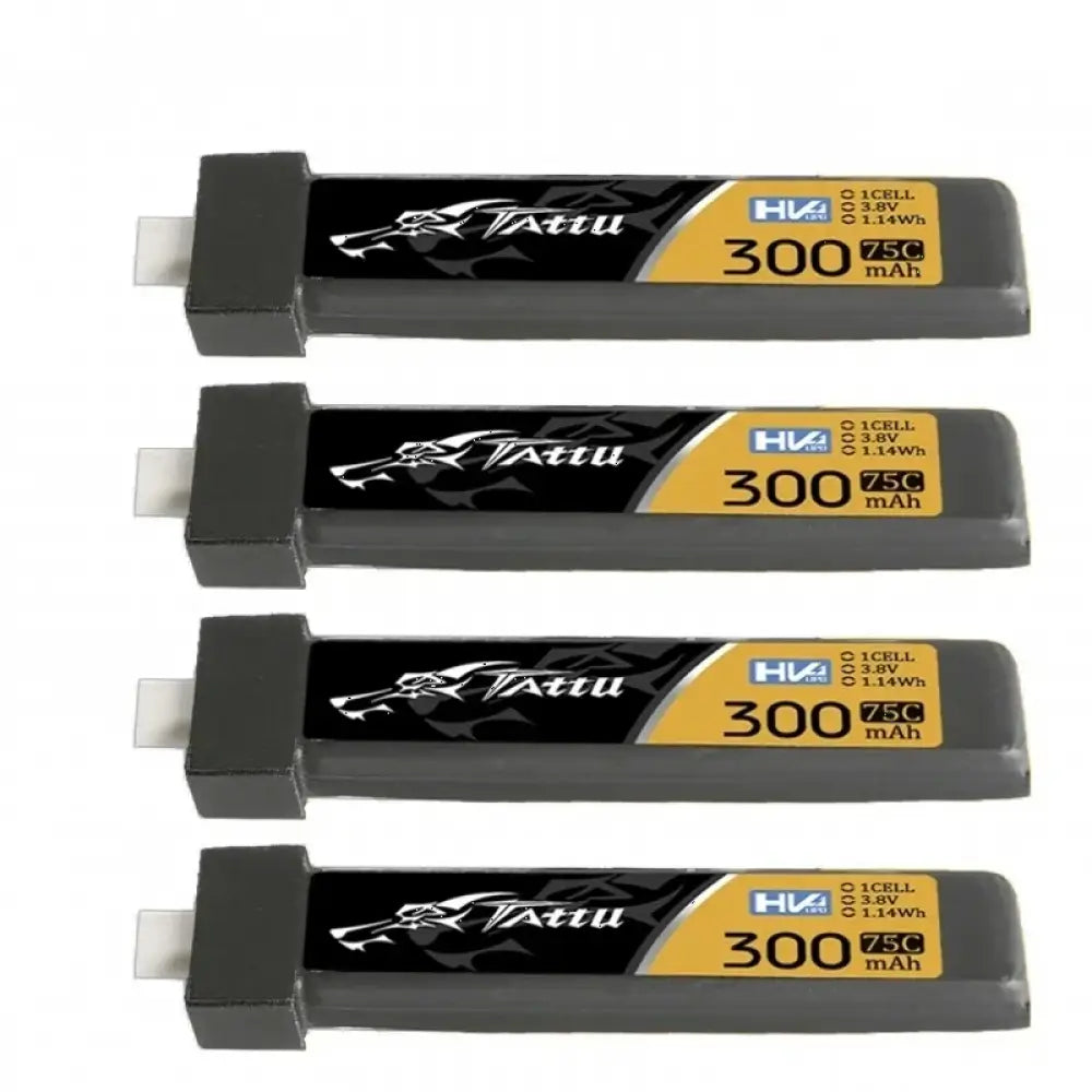 TATTU 300mAh 75C 3.8V batterie Lipo pour hélicoptère RC quadrirotor FPV pièces de Drone de course avec prise BT2.0 1S