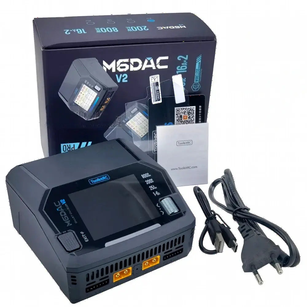 ToolkitRC M6DAC PRO V2 chargeur Intelligent double canal AC 200W DC 800W 16A batterie au Lithium 1S 2S 3S 4S 5S 6S LiHV