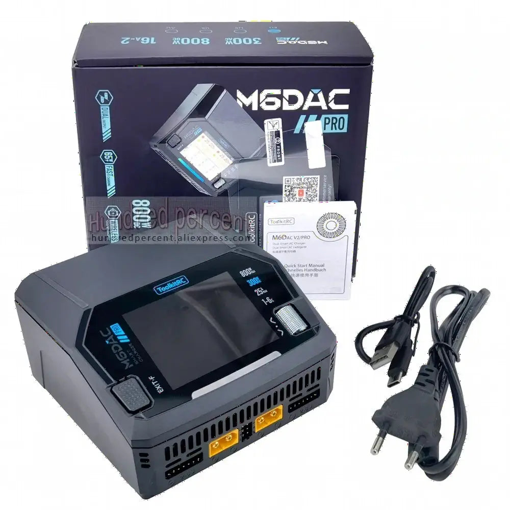 ToolkitRC M6DAC PRO V2 chargeur Intelligent double canal AC 200W DC 800W 16A batterie au Lithium 1S 2S 3S 4S 5S 6S LiHV