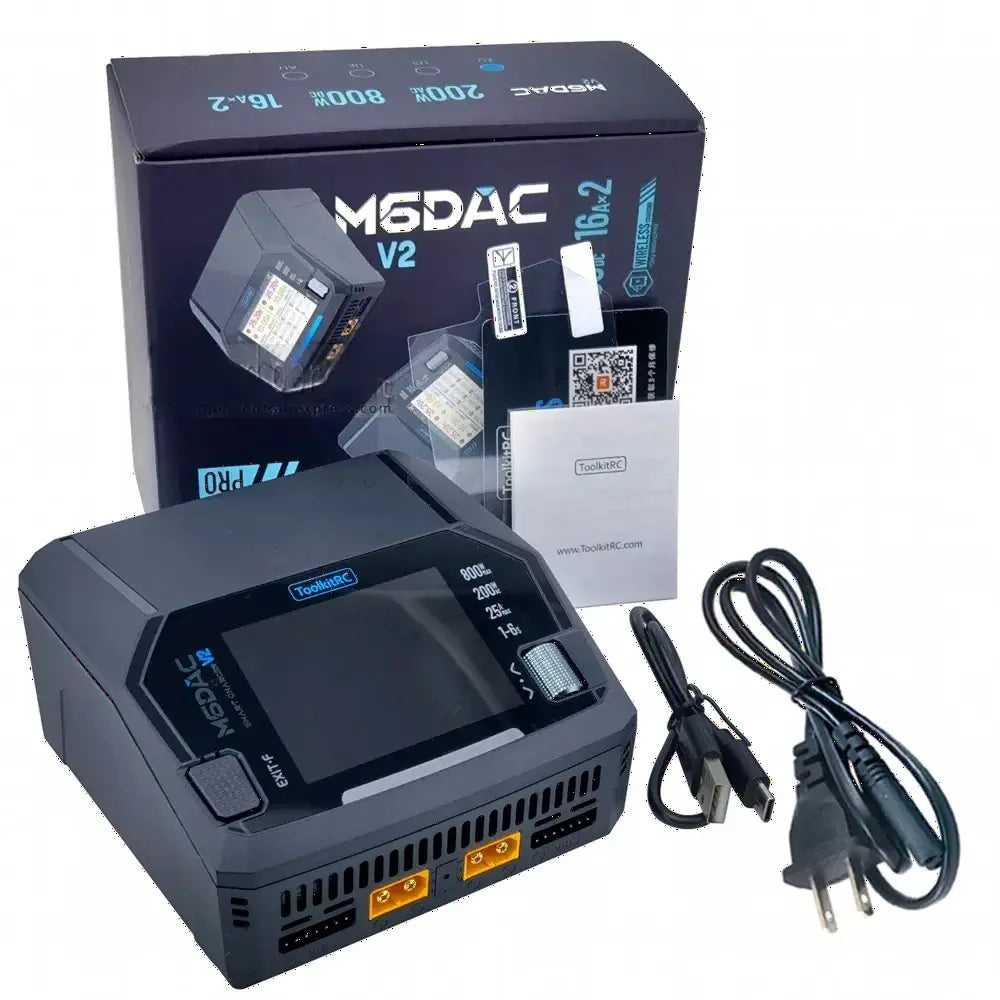 ToolkitRC M6DAC PRO V2 chargeur Intelligent double canal AC 200W DC 800W 16A batterie au Lithium 1S 2S 3S 4S 5S 6S LiHV